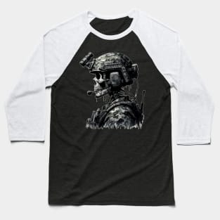 Skeleton Skull Soldier Baseball T-Shirt